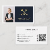 Elegant wit & marine professioneel onroerend goed visitekaartje (Voorkant / Achterkant)