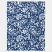 Elegant wit & marineblauw  Paisley Patroon Fleece Deken (Voorkant)
