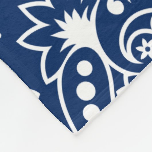 Elegant wit & marineblauw  Paisley Patroon Fleece Deken (Hoek)