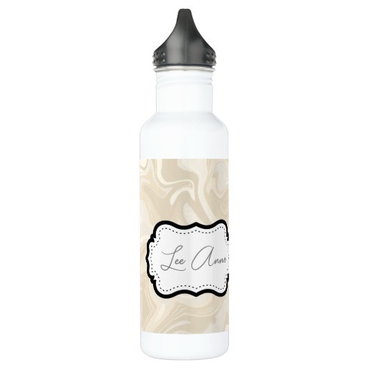 Elegant Wit Marmer Abstract Patroon Waterfles (Links)