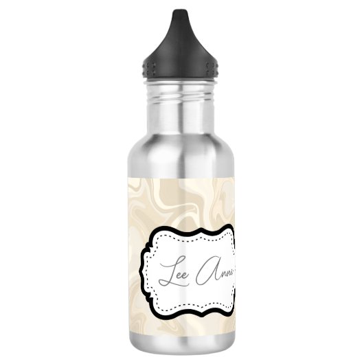 Elegant Wit Marmer Abstract Patroon Waterfles (Links)