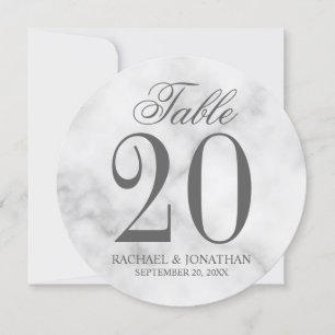 Elegant Wit Marmer Bruiloft Ronde Tafel Nummer Kaart