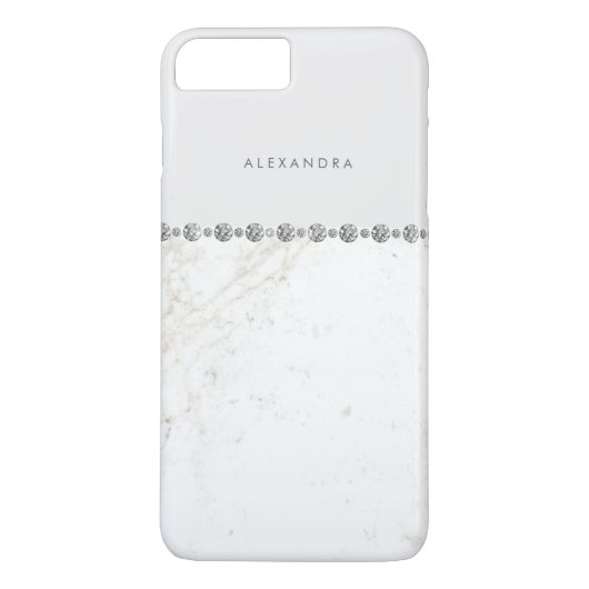 Elegant wit marmer en diamant uiterlijk op zachte  Case-Mate iPhone case (Achterkant)