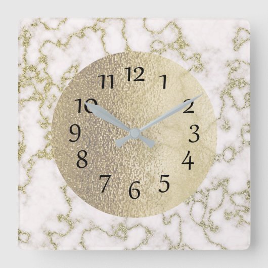 Elegant wit marmer en goud vierkante klok (Voorkant)