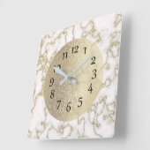 Elegant wit marmer en goud vierkante klok (Hoek)