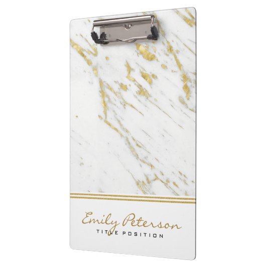 Elegant wit marmer en gouden glitter klembord (Links)