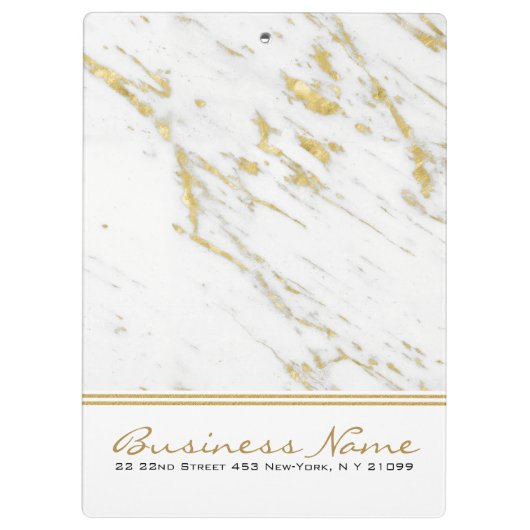 Elegant wit marmer en gouden glitter klembord (Achterkant)