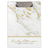 Elegant wit marmer en gouden glitter klembord (Voorkant)