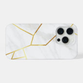 Elegant wit marmer & geometrisch goud Kintsugi iPhone Hoesje (Achterkant horizontaal)
