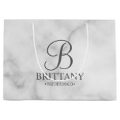 Elegant wit marmer gepersonaliseerd bruidsmeisje groot cadeauzakje (Voorkant)