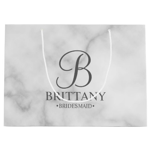 Elegant wit marmer gepersonaliseerd bruidsmeisje groot cadeauzakje (Voorkant)