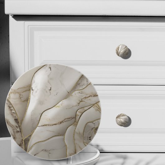 Elegant wit marmer goud ader keramische knop