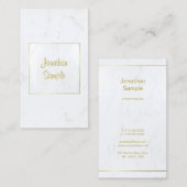 Elegant wit marmer goud script gewoon luxueus visitekaartje (Voorkant / Achterkant)