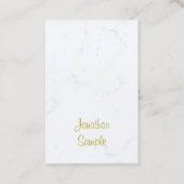 Elegant Wit Marmer Goud Script Luxe Plain Visitekaartje (Voorkant)