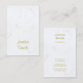 Elegant Wit Marmer Goud Script Luxe Plain Visitekaartje (Voorkant / Achterkant)