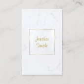 Elegant Wit Marmer Goud Script Luxe Sjabloon Visitekaartje (Voorkant)