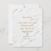 Elegant wit marmer & goud zal je bruidsmeisje zijn kaart (Achterkant)