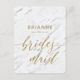 Elegant wit marmer & goud zal je bruidsmeisje zijn kaart