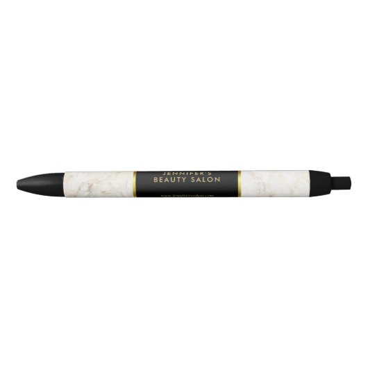 Elegant wit marmer goud zwart professional zwarte inkt pen (Voorkant)