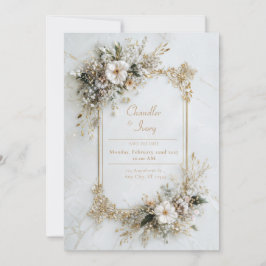 Elegant Wit Marmer Gouden Bloemige Geometrische Tr Kaart