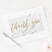 Elegant wit marmer & gouden folie bruiloft dank u rechthoekige sticker (Envelop)