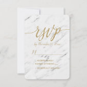 Elegant wit marmer & gouden folie bruiloft RSVP (Voorkant)