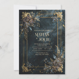 Elegant Wit Marmer Gouden Geometrische Bloem Bruil Kaart
