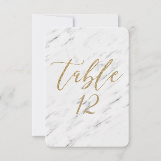 Elegant wit marmer & gouden huwelijks tafelnummers (Voorkant)