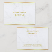 Elegant Wit Marmer Gouden Tekst Sjabloon Modern Visitekaartje (Voorkant / Achterkant)
