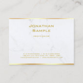 Elegant Wit Marmer Gouden Tekst Sjabloon Modern Visitekaartje (Achterkant)