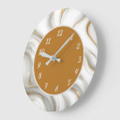 Elegant wit marmer & gouden wervel abstract grote klok (Hoek)
