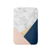 elegant wit marmer goudperzik blauw kleurenblok badmat (Voorkant Verticaal)