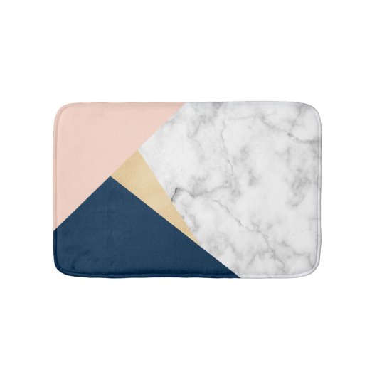 elegant wit marmer goudperzik blauw kleurenblok badmat (Voorkant)