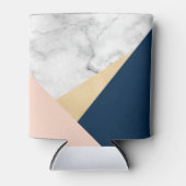 elegant wit marmer goudperzik blauw kleurenblok blikjeskoeler (Voorkant)