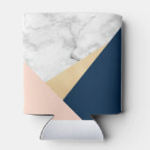 elegant wit marmer goudperzik blauw kleurenblok blikjeskoeler (Achterkant)