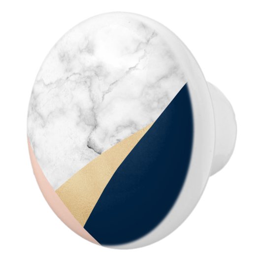 elegant wit marmer goudperzik blauw kleurenblok keramische knop (Rechts)