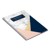 elegant wit marmer goudperzik blauw kleurenblok notitieboek (Rechterzijde)