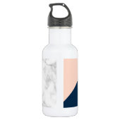 elegant wit marmer goudperzik blauw kleurenblok waterfles  (Achterkant)