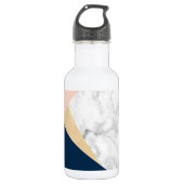 elegant wit marmer goudperzik blauw kleurenblok waterfles  (Voorkant)
