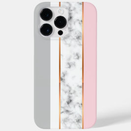 Elegant wit marmer grijs roze goud strepen Case-Mate iPhone 14 pro max hoesje