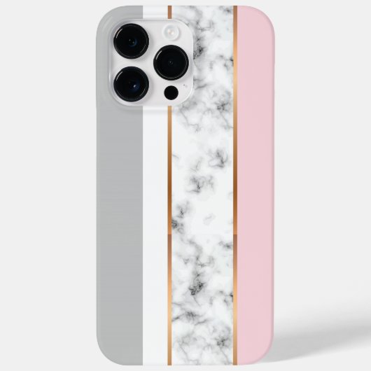 Elegant wit marmer grijs roze goud strepen Case-Mate iPhone case (Achterkant)