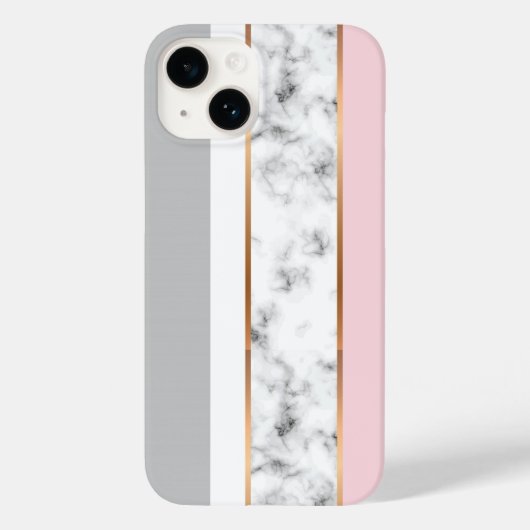 Elegant wit marmer grijs roze gouden strepen Case-Mate iPhone case (Achterkant)