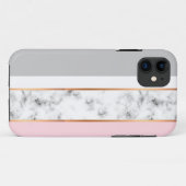 Elegant wit marmer grijs roze gouden strepen Case-Mate iPhone case (Achterkant (horizontaal))