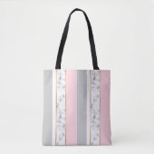 Elegant wit marmer grijs roze tote bag (Voorkant)