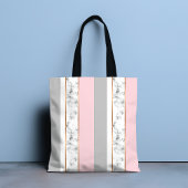 Elegant wit marmer grijs roze tote bag