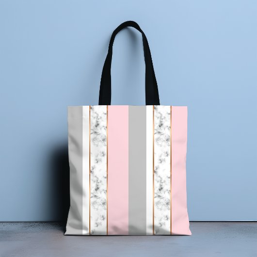 Elegant wit marmer grijs roze tote bag