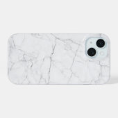 Elegant wit marmer iPhone 15 case (Achterkant horizontaal)