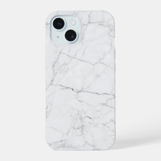Elegant wit marmer iPhone 15 case (Achterkant)