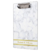 Elegant wit marmer look faux gouden naam Sjabloon Klembord (Links)