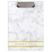 Elegant wit marmer look faux gouden naam Sjabloon Klembord (Voorkant)